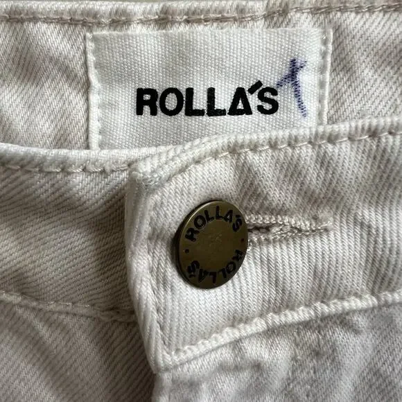 ROLLAS Original High Rise Straight Jeans Salt Color Cream Sz 28 Retro Pockets - Picture 4 of 10